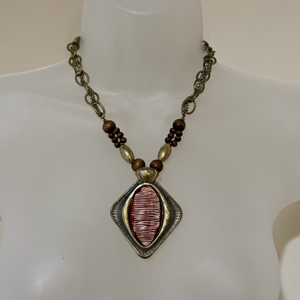 NWOT Boho Red Agate Pendant Necklace - Women Jewelry